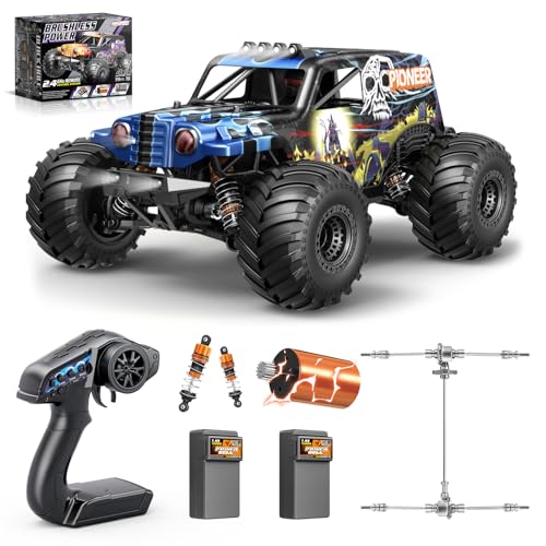 Womaqu 1/14 Brushless RC Auto für Erwachsene, schnell 52 km/h, elektrisch 4WD mit Öldruck-Stoßdämpfern, Hochgeschwindigkeits RC Truck mit Zwei 2S LiPo Akkus, kompatibel mit 3S LiPo von Womaqu