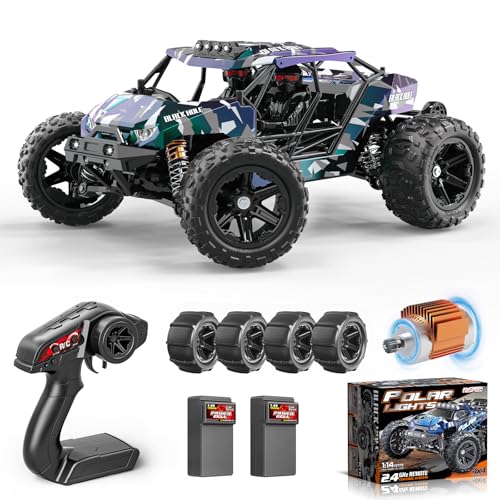 Womaqu RC Autos für Erwachsene & Jungen, 1:14 Wüsten-4WD Offroad RC Truck mit hoher Geschwindigkeit 40 km/h, 4x4 ferngesteuertes Auto mit 2 wiederaufladbaren 1300-mAh-Akkus und 2 Reifensätzen von Womaqu