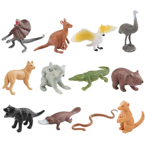 12pcs Tierfiguren für Kleinkinder, realistische kognitive Tierspielzeug, Simulation australische Tierfiguren, Desktop -Dekoration Eductional Toy für Kinder Jungen Geschenke, Tierspielzeug, Tierfigure von Womsclo