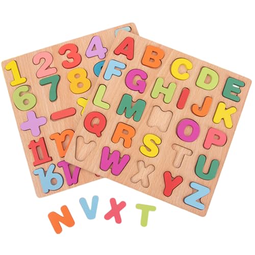 Womsclo 2pcs hölzerne Puzzles, Alphabet -Zahlenform Kleinkinder -Rätsel, Bildungslernaktivitäten für Jungen im Alter von Jungen im Alter von 2 3 4 5 Jahren, Alphabet -Puzzle, Holzprozessaw -Rätsel von Womsclo