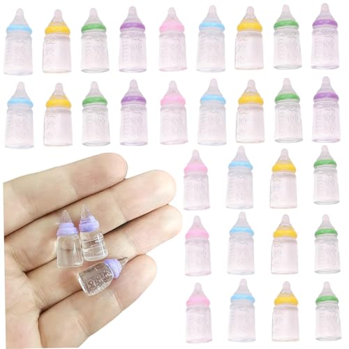 30pcs Babypuppenflaschen farbenfrohe Plastik Mini-Babyflaschen, leichtes kompaktes Spielzeugbaby Flasche Neue Mehrzweck winzig von Womsclo