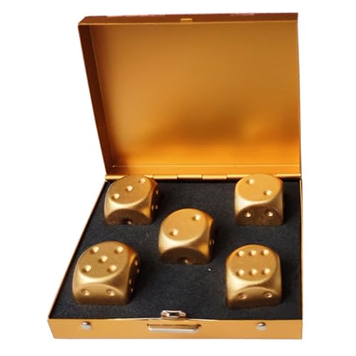 5 pcs Goldwürfel mit Silberspeicherbox, 6-seitig-Würfel mit Abgerundeter Ecke, 0,6 Aluminiumlegierung Gold Würfel, tragbarer Ersatzwürfel für Brettspiele, Goldwürfel von Womsclo