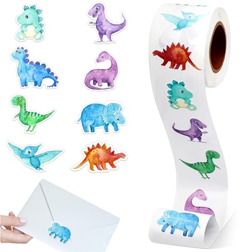 500 PCs/Roll Dinosaurieraufkleber für Kinder Jungen Mädchen Kleinkinder Lehrer -Belohnungsaufkleber, Töpfchen -Chart -Trainingsaufkleber, Dinosaurierparty -Gefälligkeiten, Kleinkindparty Gefälligkeit von Womsclo