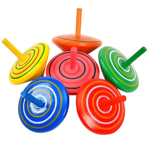 Womsclo 6pcs Gyroscope Toy Hölzer klassisch klassisch farbenfrohe leichte Sich drehende Top -Bildungsentwicklungsstress Relief Spinning Toy für Jungen und Mädchen 3+ Jahre alt, Gyroscope Toy von Womsclo