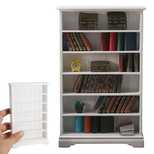 Dollhouse -Bücherregal, 1:12 Skala White Bookshelf, 6 -Tier -Holzspeicherregal, Display Miniatur -Bücherregal, Multifunktionales Mini -Wandregal für Doll House Decor, Dollhouse -Buchhandel von Womsclo