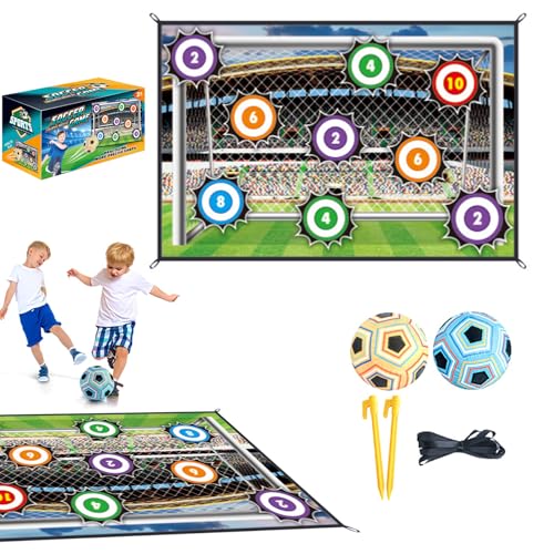 Fußballspielset enthält 59x39 -Zoll -Target -Wurf Mat ＆ 2 klebriger Indoor -Fußballball, Fußball -Ball -Set mit 4 Sticking -Haken, 2 Bodenpfähten, 4 Bänder für Kinder -Jungen -Mädchen Geschenke, Styl von Womsclo