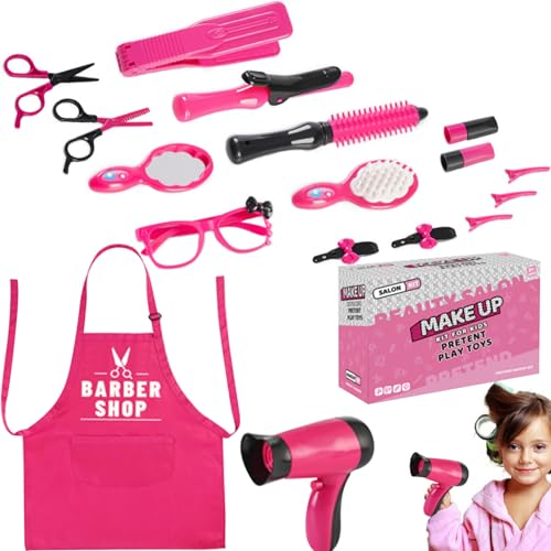 Kids Friseur Set niedliches Friseursalon Spielzeug für Mädchen tun Spielen Spielzeug Realistische Kinder Friseurset Spielen mit Spielzeughairdryer, Mirror und anderen Accessoires für Kinder Rollenspi von Womsclo