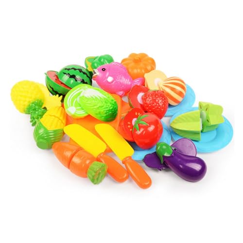 Lebensmittel schneiden Spielzeug für Kinder spielen Food 20pcs/Set Spielzeug Food BPA Free Obst Gemüse Spielzeugspiel Küche Accessoires für Mädchen Jungen Geschenk, Essen schneiden Spielzeug für Kind von Womsclo