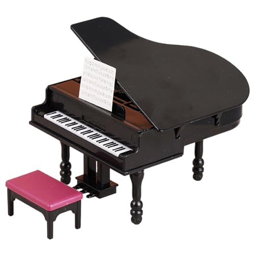 Puppenhausmöbel, realistisches Mini -Klavier mit Stuhl, Plastikspielzeugklavier, winziges Grand Piano für Fairy Doll Home Szenetoy von Womsclo