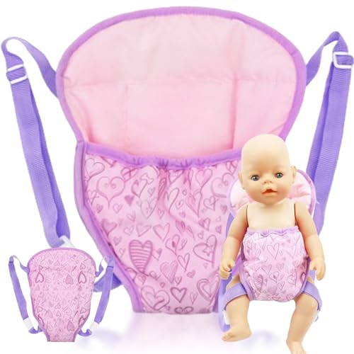 Womsclo Babypuppenträger, Verstellbarer 18 -Zoll -Puppenträger, Einfaches Einschalten und Abnehmen Spielzeugbabypuppen -Träger für kleine Mädchen (Style 2) von Womsclo