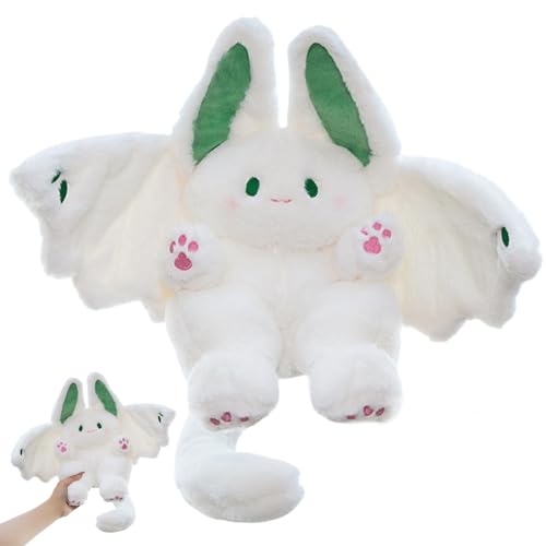 Womsclo Bat Bunny Plüsch Kawaii Kaninchenschläger Stofftier mit Flügel und Schwanz für Kinder weiß 18 von Womsclo