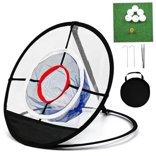 Womsclo Golf Übung Chipping Net, Up Golf Chipping Net mit Golf -Matten- und Golfbällen, Golfziel -Splitternetz, tragbares Indoor -Chipping -Netz für Swing -Training von Womsclo