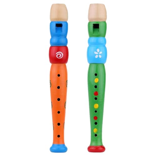 Womsclo Holzkinder Flöte Musikinstrument Leichte frühe Bildungsflöte Spielzeug zufällige Farbe, Holzkinder Flöte von Womsclo