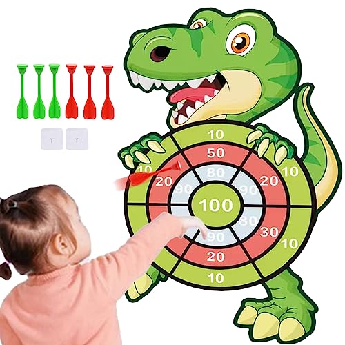 Womsclo Kids Board Set 9pcs 29,5 Zoll Dinosaurier Cartoon Zielbrett mit 6 Darts Kindergartenspielzeug sicheres Partyspielgeschenk für Kinder, Kinderbrett -Set von Womsclo