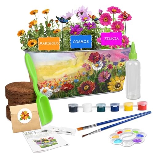 Womsclo Kids Gartenset, 1 Set Blumenwachstum Garten Malerei Kits für Kinder im Alter von 4 bis 8 Jahren, DIY Kid Plant Wachsen Kit für Mädchen Jungen von Womsclo