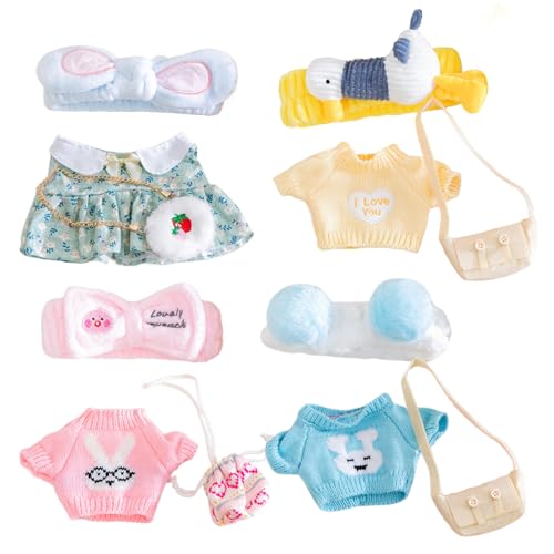 Womsclo Kleidung für Entengefüllte Tiere, 4 Sets Plüsch du Entenpuppenkleidung mit Stirnband und Crossbody -Tasche, niedliche Babypuppenkleidung für 12 Inc Duck Dolls von Womsclo