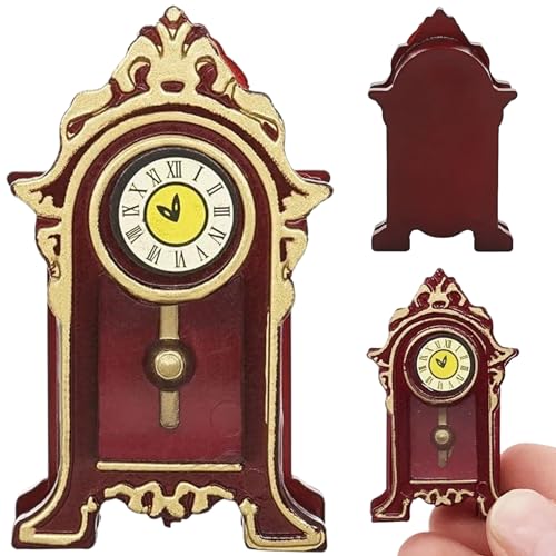 Womsclo Mini Clock 1/12 Skala Miniatur Vintage Clock Dollhouse Dekoration Zubehör Simulation Desk Uhr Dollhouse Miniaturen für Dollhouse Home Dekoration Uhr von Womsclo