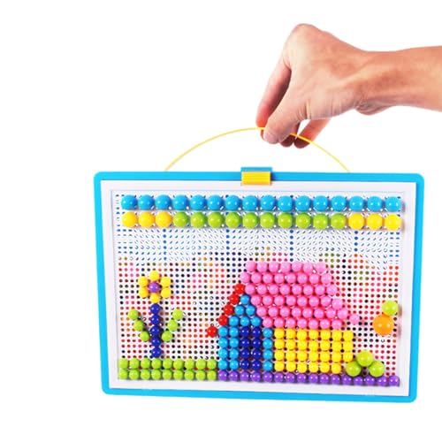 Womsclo Puzzlernspielzeug Pegboard DIY Nails Mosaic Pegboard Bildungsspielzeug Mischen Sie Farbe für Kinder, Puzzle Toy von Womsclo