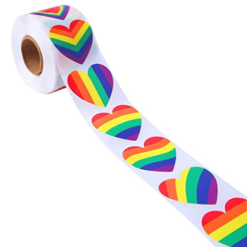 Womsclo Regenbogenaufkleber Rollen herzförmige Schwule Pride Sticker für Partydekoration LGBT-Gruppenaktivitäten 2,5 cm, Gay Pride Sticker von Womsclo