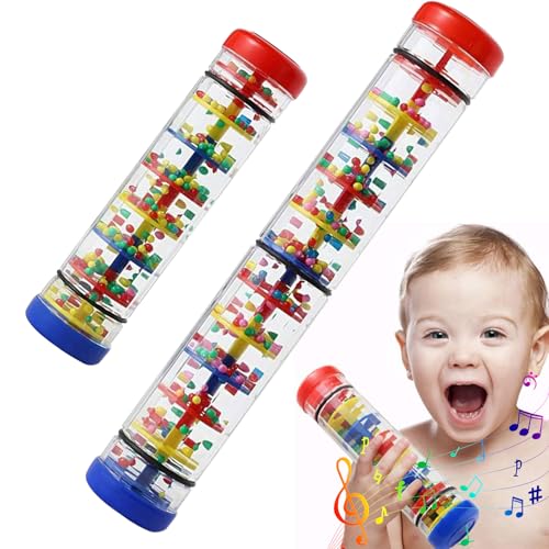 Womsclo Regenstöcke für Kinder 2PCS Entwicklungspädagogik Regenmacher Sensorisches Spielzeug Hörguthaber Musikinstrument Geschenke für Kinder, Rainmaker, Rainmaker von Womsclo