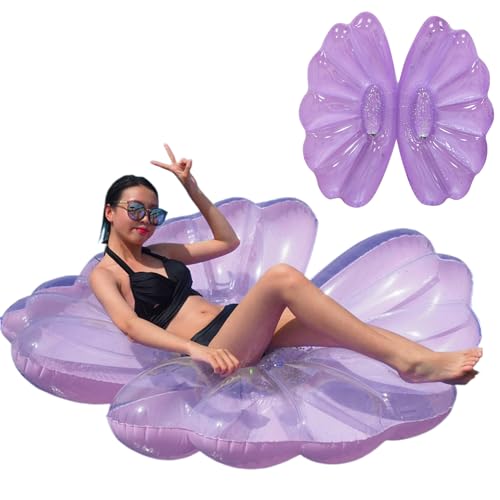 Womsclo Seashell Pool Float aufblasbare semitransparente Muschelschwimmer 55x28x35 Pool Flood hoher Auftriebs Sommer PVC Flohes für Erwachsene Kinderpoolspielzeug, Seashell Pool Float von Womsclo