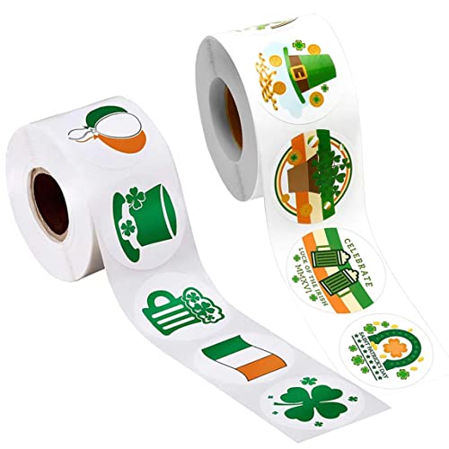 Womsclo St. Patrick Day Aufkleber Shamrock Roll Aufkleber Green Irish Etikett für Party Supply Style1, St. Patrick Day Aufkleber von Womsclo