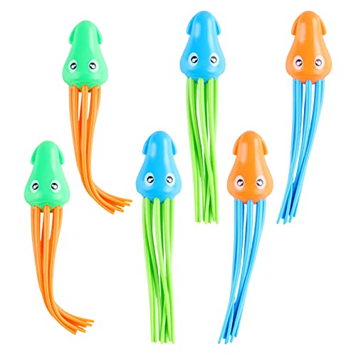 Womsclo Swimmingpool -Spielzeug Tintenfisch Tauchspielzeug Kid Octopus Summer Tauchspielzeug Unterwasser -Tauchspiel für Kinder Sommergeschenk 6PCs, Oktopus -Tauchspielzeug von Womsclo