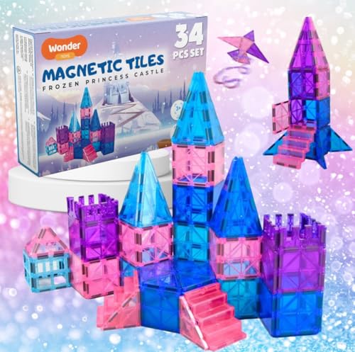 Wonder Toys Blocs magnétiques Classiques Les Jouets de Construction magnétiques Originaux Pour garçons et Filles DE 3 4 5 6 Ans Pour Leur Anniversaire (34 Pieces Frozen Castle) von Wonder Toys