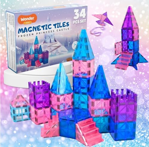 Wonder Toys Blocs magnétiques Classiques Les Jouets de Construction magnétiques Originaux Pour garçons et Filles DE 3 4 5 6 Ans Pour Leur Anniversaire (34 Pieces Frozen Castle) von Wonder Toys