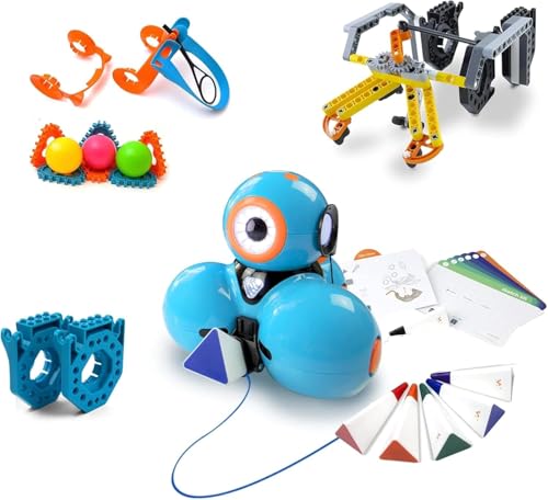 Wonder Workshop Dash Robot Wonder Pack – Coding Robot Educational Bundle for Kids 6+ – Free STEM Apps with Instructional Videos - Launcher toy, Sketch Kit drawing, Gripper Building von Wonder Workshop