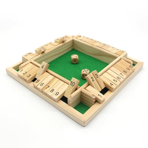 Wondora Würfelspiel Holz, 4-Spielershut The Box Brettspiel, Würfelbrett Holz, Kinder-Brettspiele, Mathe-Puzzle-Spielzeug, Erwachsene Traditionelle Kneipenspiele, Urlaub Unterhaltsames Spiel von Wondora