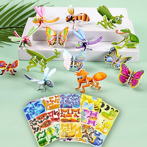 Wondsea 30 Stück 3D-Cartoon Puzzle für Kinder,Lernspielzeug mit Tiermotiven, Mini Puzzle Kinder, Robustes und Langlebiges Mini Puzzle, Jungen und Mädchen von Wondsea