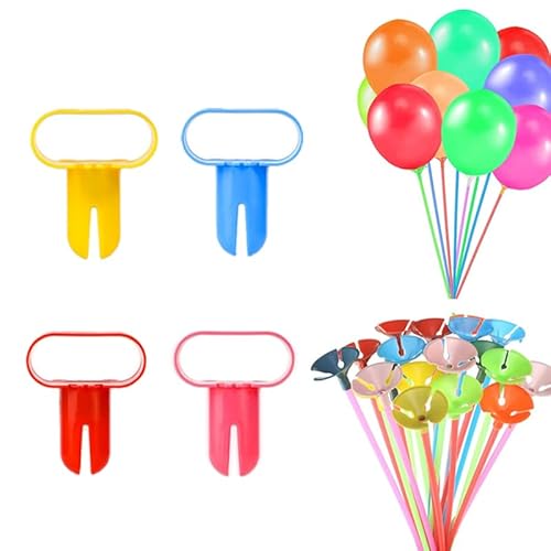 50 Stück Ballonstäbe,Farbe Ballon Binden Werkzeug Ballon Ständer 4 Stück Ballonverschlüsse Schneller Ballonknoter Kleine Wiederverwendbare Plastik Ballon Clips,für geeignet Partydeko Geburtstag von Wonjean