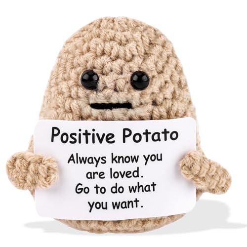 Wonjean Positive Potato,Beige Positive Kartoffeln Positive Geschenke Positiv Hug Glücksbringer Mut Mach Geschenke Positive Kartoffel Wichtel Geschenke,Kreative Strickwolle Puppe Geschenke für Frauen von Wonjean