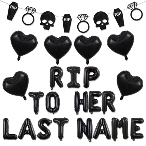 Wonmelody Gothic Bachelorette Party Dekoration Rip to Her Last Name Ballon Banner Schwarz Brautparty Party Dekor Rip Single Life Bride to be Party Dekor Spaß Bach Bride or Die Hochzeit Verlobung von Wonmelody