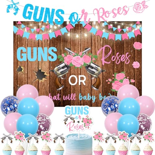 Wonmelody Guns or Roses Gender Reveal Dekorationen mit Waffen oder Rosen Geschlecht Hintergrund Banner Pistolen oder Rosen Kuchen Cupcake Topper für Jungen oder Mädchen Er oder Sie Geschlecht Wonmelody Guns or Roses Gender Reveal Dekorationen mit Waffen oder Rosen Geschlecht Hintergrund Banner Pistolen oder Rosen Kuchen Cupcake Topper für Jungen oder Mädchen Er oder Sie Geschlecht von Wonmelody