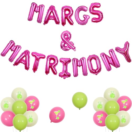 Wonmelody Margs and Matrimony Bachelorette Decorations Margs and Matrimony Balloon Banner Lime and Diamond Ring Balloon Mexican Fiesta Bridal Shower Carnival Cinco De Mayo Wedding Engagement Decor von Wonmelody