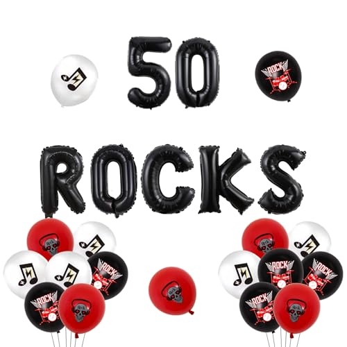 Wonmelody Rock and Roll 50 Geburtstag Party Dekorationen Rot und Schwarz 50 Rocks Ballon Banner Rock N Roll Thema Party Dekor Musik Thema Geburtstag Dekoration für 50 Rock N Roll Geburtstagsfeier Wonmelody Rock and Roll 50 Geburtstag Party Dekorationen Rot und Schwarz 50 Rocks Ballon Banner Rock N Roll Thema Party Dekor Musik Thema Geburtstag Dekoration für 50 Rock N Roll Geburtstagsfeier von Wonmelody