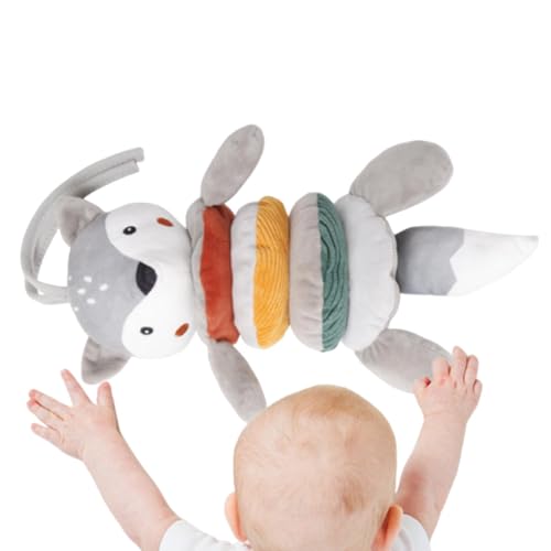 Wonsfuleu Bett um Rassel Bell, Fuchsform -Kinderwagenspielzeug,Cartoon Animal Play Music Crib Toy | Buntes Kinder Handglockenpuppen, Krippenzubehör für Zuhause, Reisen von Wonsfuleu