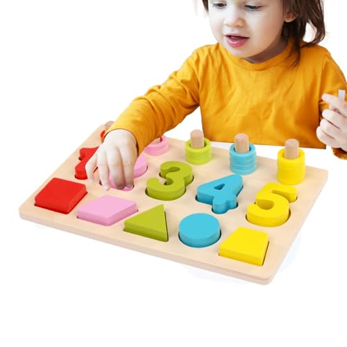 Wonsfuleu Farbanpassung Blockspielzeug, Formpassungsspiel,Form Sorter Number Board - Sensorisches Spiel im Bildungskind, Vorschultraining für Kinder über 3 Jahre alt von Wonsfuleu