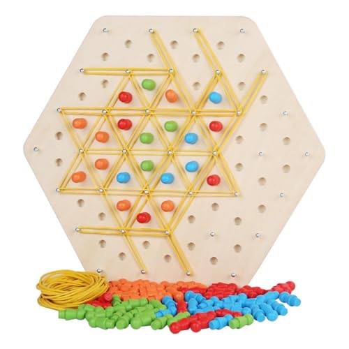 Wonsfuleu Gummiband-Brettspiel, Kettendreieck-Schachspiel,Schachspiel mit Holzkette | Strategie-Brettspiel und interaktive Denkaufgabe, Kettenschach-Desktop-Puzzlespiel für spannende Spieleabende mit von Wonsfuleu