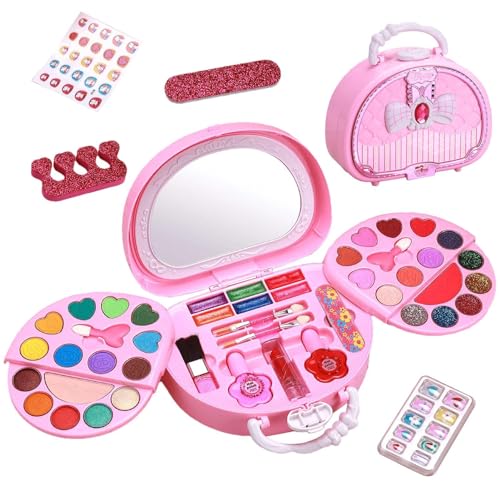 Wonsfuleu Kinder-Make-up - Make-up-Spielzeug-Make-up-Set für kleine Mädchen zum Rollenspiel | Tragbares, sicheres, waschbares Mädchen-Make-up-Set für Weihnachts- und Geburtstagsgeschenke von Wonsfuleu