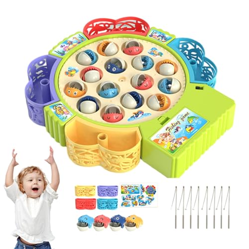 Wonsfuleu Magnetisches Angelspielzeug, elektronisches Angelspiel, Musikalisches Angelspiel mit 3 Gängen, Buntes Lernspielzeug für Zuhause, Kindergarten, Kinderzimmer, süßes Kinderspielzeug für und von Wonsfuleu