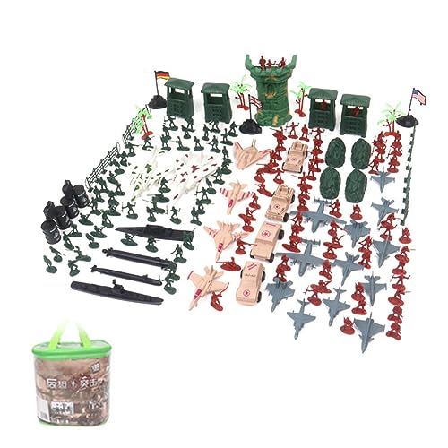Wooauto 305Pcs Militärspielzeug Set,Mini Armee Spielzeug Spielset Militärspielzeug Bauklötze Modell mit Soldaten, Militärfiguren, Flugzeuge, Flaggen und Schlacht Zubehör, Lernspielzeug für Kinder von Wooauto