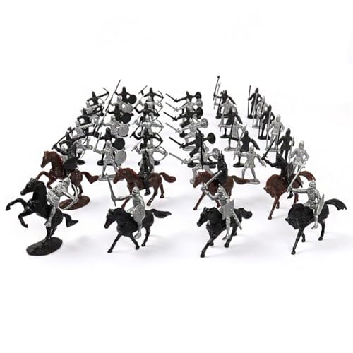 Wooauto Mittelalter Spielzeugsoldat Figuren Armee Soldaten Archaische Warriors Horses Soldiers Plastik Ritter Spielzeug Militär Soldaten Modell Action Figuren Spielzeug Geschenk für Kinder von Wooauto