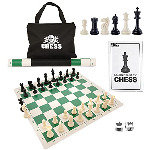 Best Value Tournament Chess Set - 90% Plastic Filled Chess Pieces and Green Roll-up Vinyl Chess Board by Wood Expressions - Toys von Wood Expressions - Toys