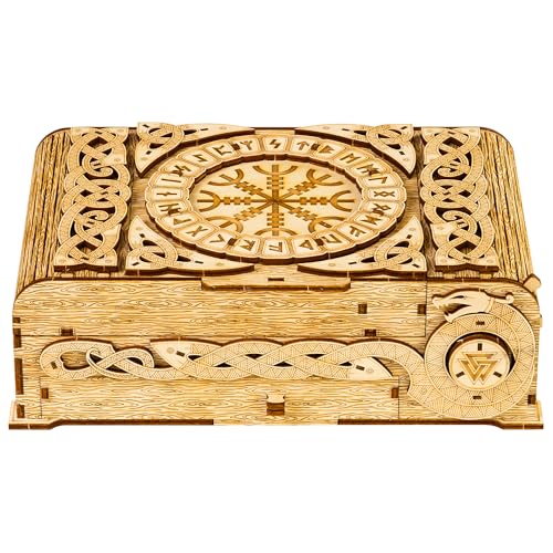 Wood Trick Nordic Chest Puzzle Box – 3D-Holzpuzzle für Erwachsene zum Selberbauen – Skandinavisch inspirierte Gravuren – Mechanisches 3D-Puzzle-Baumodell, Ingenieur-DIY-Projekt für Erwachsene Wood Trick Nordic Chest Puzzle Box – 3D-Holzpuzzle für Erwachsene zum Selberbauen – Skandinavisch inspirierte Gravuren – Mechanisches 3D-Puzzle-Baumodell, Ingenieur-DIY-Projekt für Erwachsene von Wood Trick