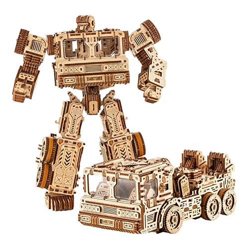 Wood Trick Timbertron Roboter und Lastwagen, 3D-Holzpuzzle zum Bauen für Erwachsene und Kinder – fährt bis zu 2,74 m lang – Holzmodelle, technisches DIY-Projekt, mechanische 3D-Puzzles, Modellbausätze von Wood Trick