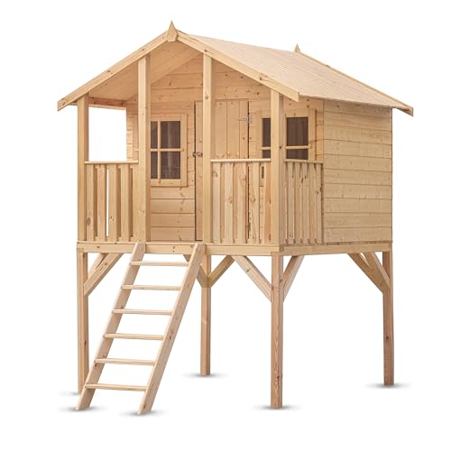 Wood & Play Borys Kinderspielhaus - DIY Einfacher Zusammenbau - Sichere, robuste und langlebige Konstruktion - Holz - Unbedenkliches, nachwachsendes Material - 180 x 190 cm von Wood & Play
