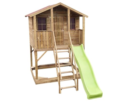 Wood & Play - Kinderspielhaus aus Holz mit Rutsche, Ola Spielhaus Kinder aus Echtholz, Outdoor Holzhaus Spielhütte, Gartenhaus für Kinder, Garten-Sommerhaus - Einfacher Aufbau, Vollständiger Set Wood & Play - Kinderspielhaus aus Holz mit Rutsche, Ola Spielhaus Kinder aus Echtholz, Outdoor Holzhaus Spielhütte, Gartenhaus für Kinder, Garten-Sommerhaus - Einfacher Aufbau, Vollständiger Set von Wood & Play